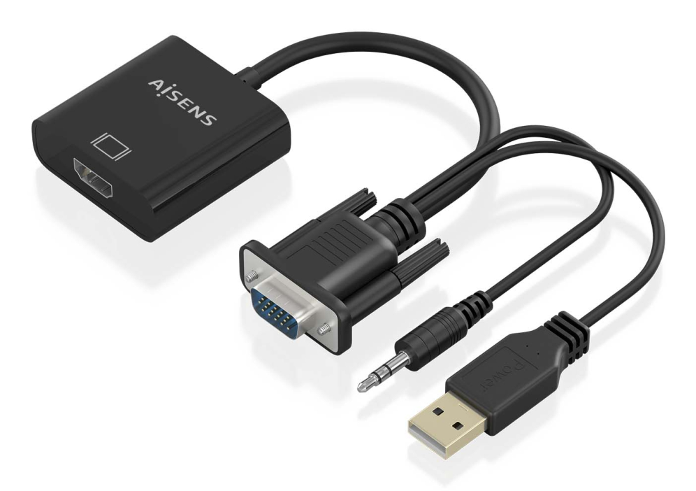 Adaptador AISENS A115-0872 HDMI a VGA + 3.5mm + USB Type-A 0,2 m