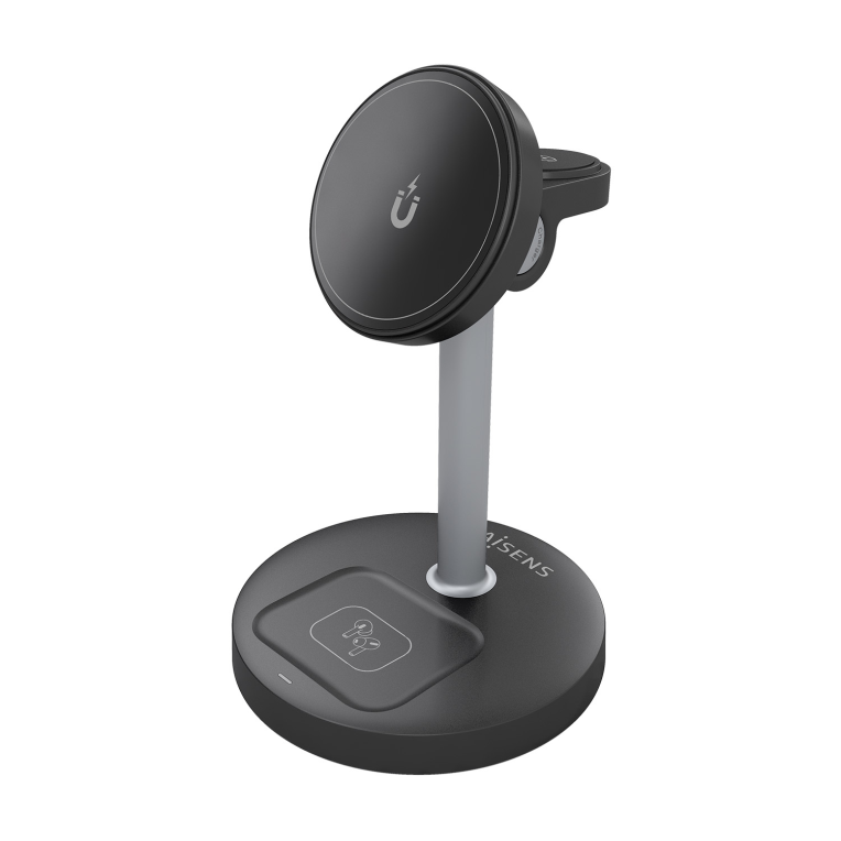 AISENS ASCH-15W3WC066-BK cargador de dispositivo móvil Auriculares, Smartphone, Reloj inteligente Cargador inalámbrico Interior