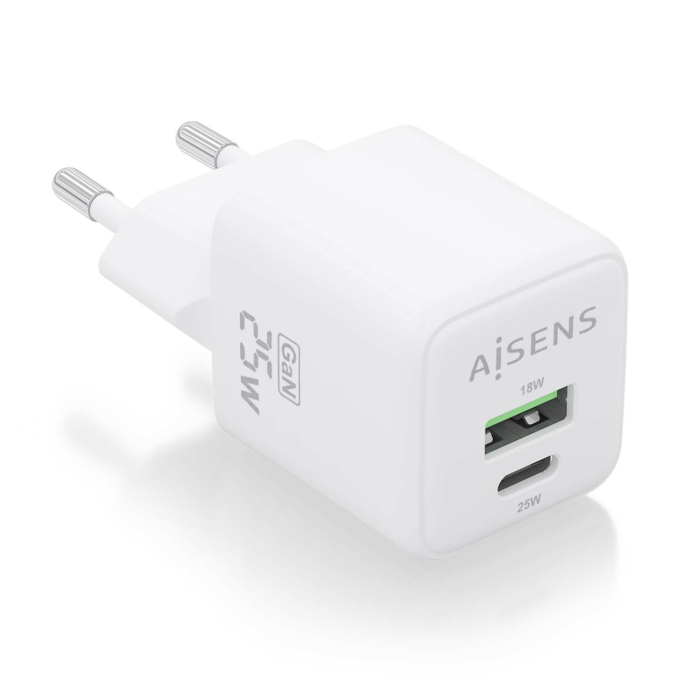 AISENS ASCH-25W2P014-W cargador de dispositivo móvil Universal Corriente alterna Carga rápida Interior