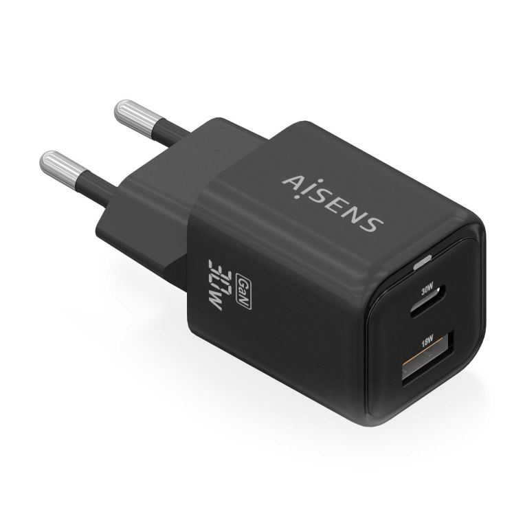 AISENS ASCH-30W2P021-BK cargador de dispositivo móvil Universal Corriente alterna Carga rápida Interior