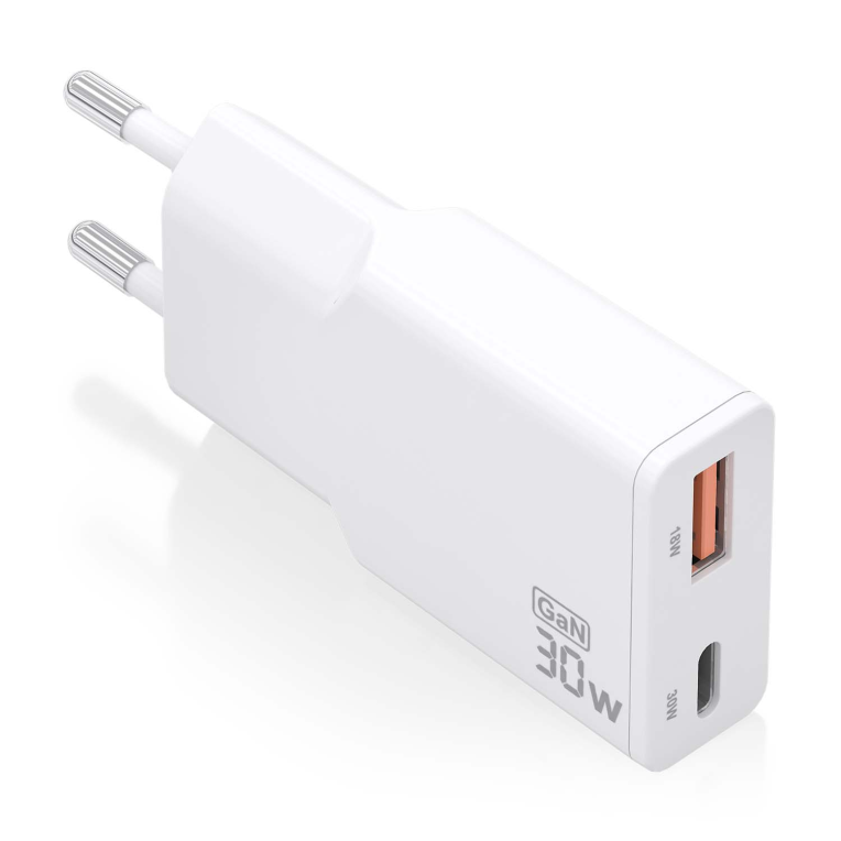 AISENS ASCH-30W2P046-W cargador de dispositivo móvil Cámara digital, MP3, MP4, Teléfono móvil, Navegante, Portátil, Consola de juegos portátil, Smartphone, Tableta, Universal Blanco Corriente alterna Carga rápida Interior