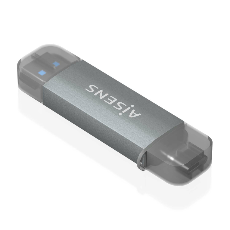 AISENS ASCR-2AC08-GR lector de tarjeta USB 3.2 Gen 1 Type-A/Type-C rápido y versátil