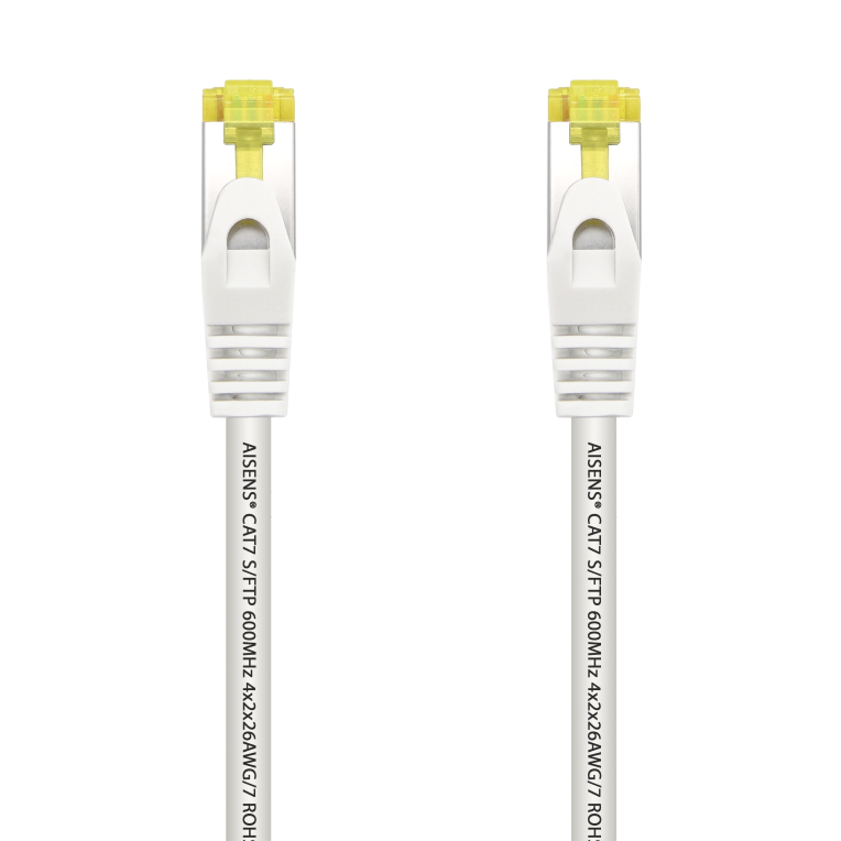 AISENS Cable De Red Latiguillo RJ45 LSZH Cat.7 600 MHz S/FTP PIMF AWG26, Blanco, 1.0 m