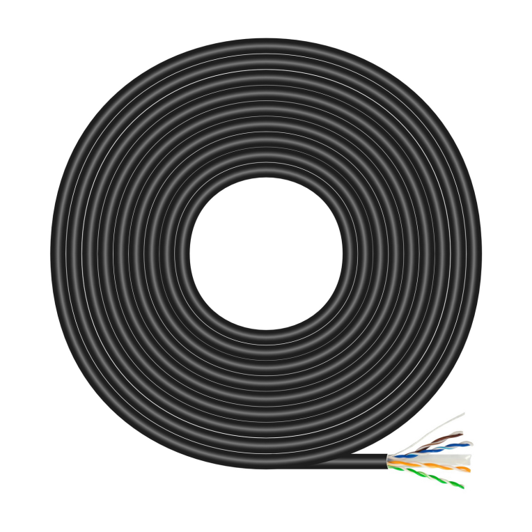 AISENS Cable de Red Exterior Impermeable RJ45 Cat6 UTP Rígido CCA AWG23 Negro 100M