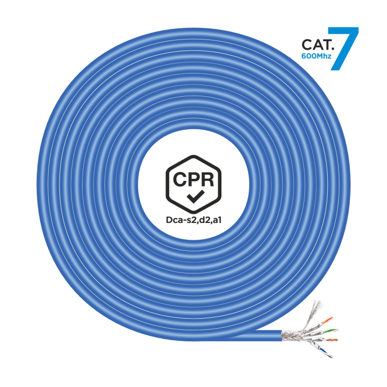 AISENS Cable de Red RJ45 CAT7 Azul 600 MHz LSZH CPR Dca S/FTP AWG23 500m