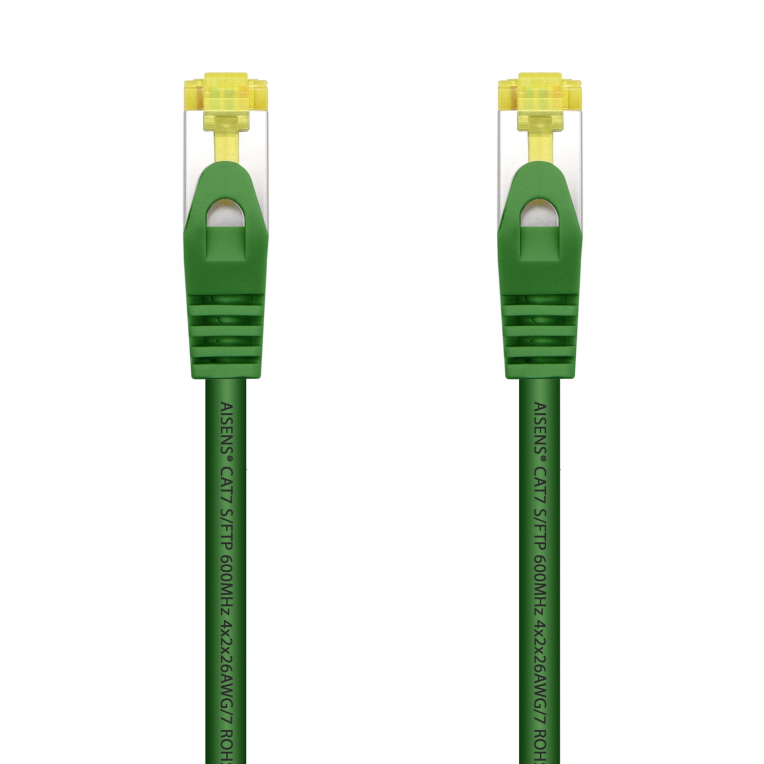 AISENS Cable De Red Latiguillo RJ45 LSZH Cat.7 600 MHz S/FTP PIMF AWG26, Verde, 0.5 m