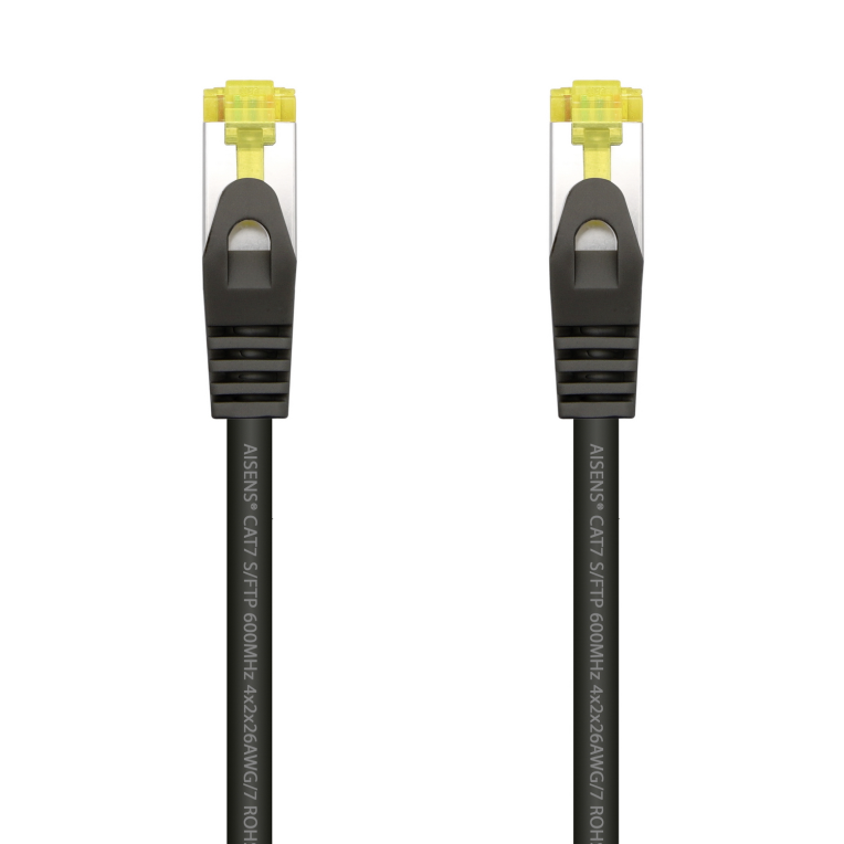 AISENS Cable De Red Latiguillo RJ45 LSZH Cat.7 600 MHz S/FTP PIMF AWG26, Negro, 25 cm