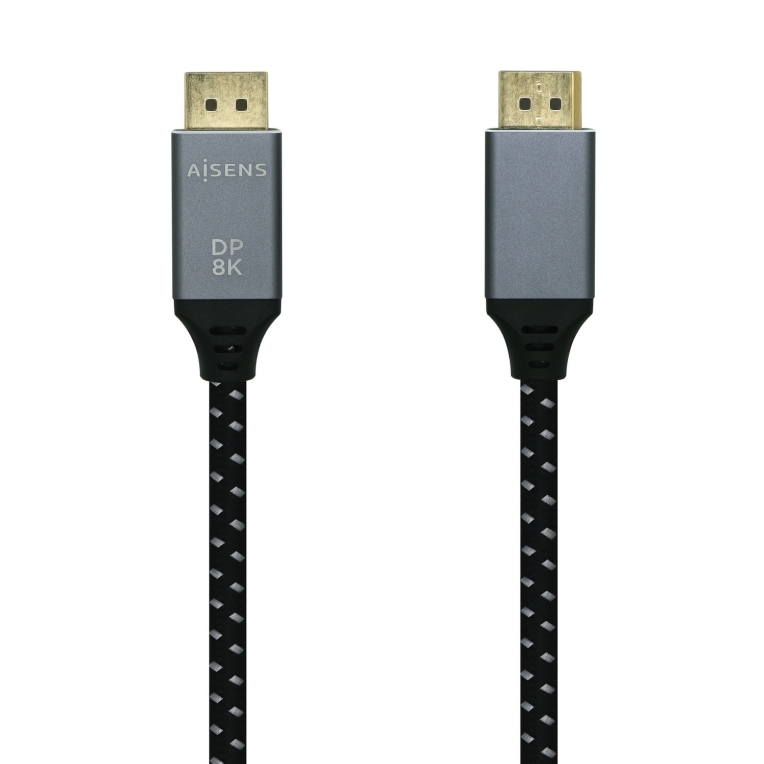 AISENS Cable Displayport V1.4 8k@60hz, DP/M-DP/M, Gris/Negro, 1.5m