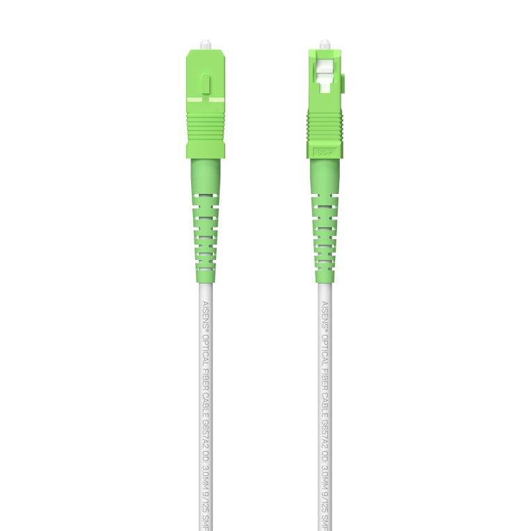 AISENS Cable Fibra Óptica Latiguillo G657A2 3.0 9/125 SMF Simplex CPR DCA LSZH, SC/APC-SC/APC, Blanco, 80 m