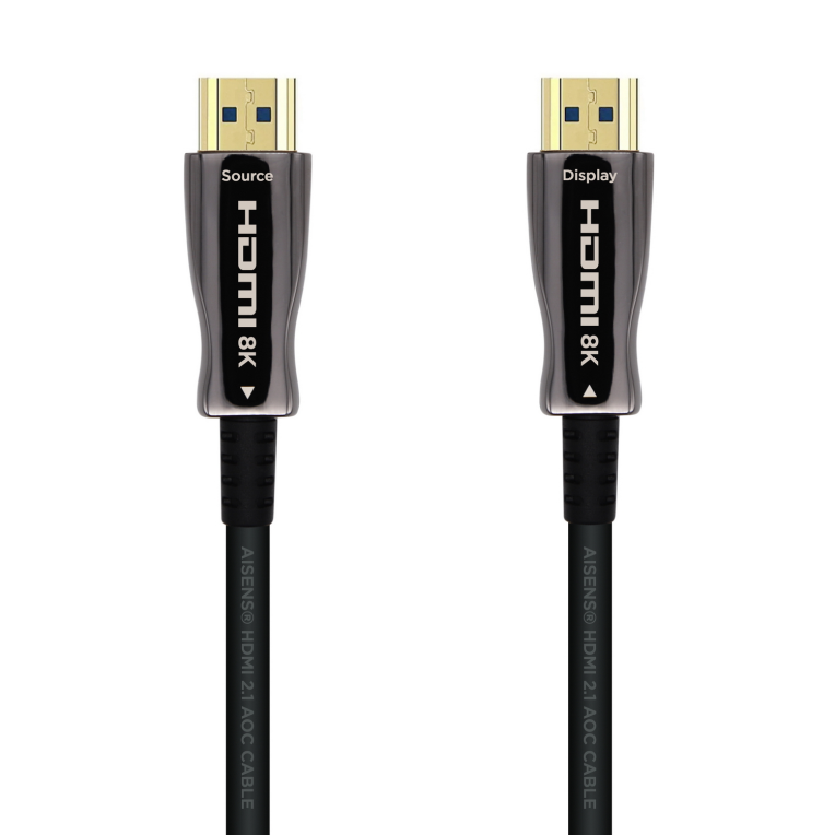 AISENS Cable HDMI V2.1 AOC Ultra Alta Velocidad / HEC 8k@60Hz 4k@120Hz 4:4:4 48Gbps, A/M-A/M, Negro, 40m