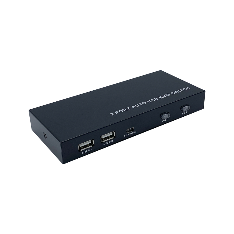 AISENS Conmutador KVM HDMI 4K 60Hz USB 1U para 2 PCs con Fuente de Alimentación - Negro