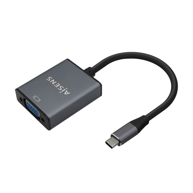 AISENS Conversor USB-C a VGA Aluminio Gris 15cm – Adaptador USB-C M-HDB15/H