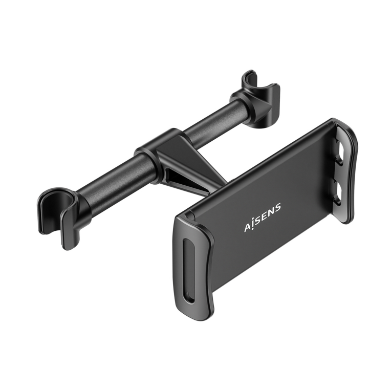 AISENS Soporte Coche Ajustable (1 Pivote) Para Reposacabezas Para Telefono / Tablet, Negro