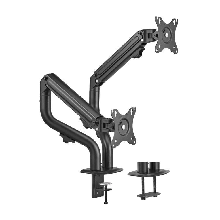 AISENS Soporte de Mesa ECO Contrapeso Giratorio e Inclinable para Monitor/TV 8Kg (3 Pivotes, 2 Brazos) de 17-32, Negro