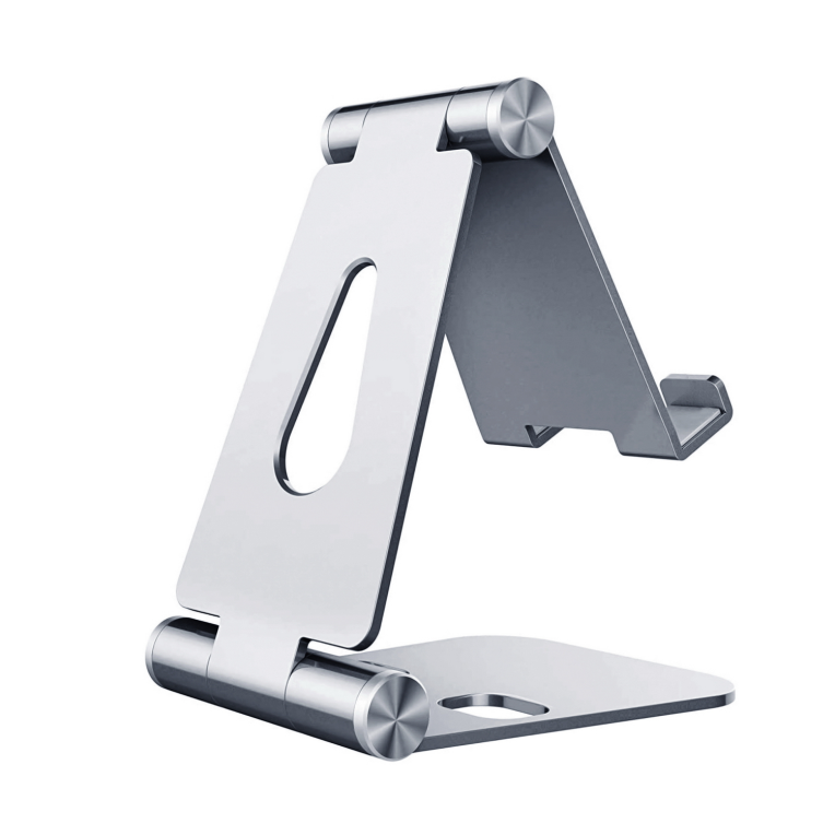 AISENS Soporte Sobremesa M Ajustable con 2 Pivotes para Móvil y Tablet Plata