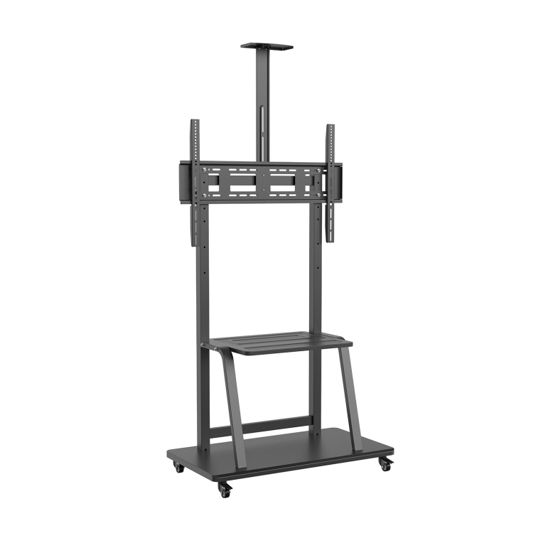 AISENS Soporte de Suelo ECO con Rueda para Monitor/TV 37-100" y Bandeja para DVD, Negro, 150Kg