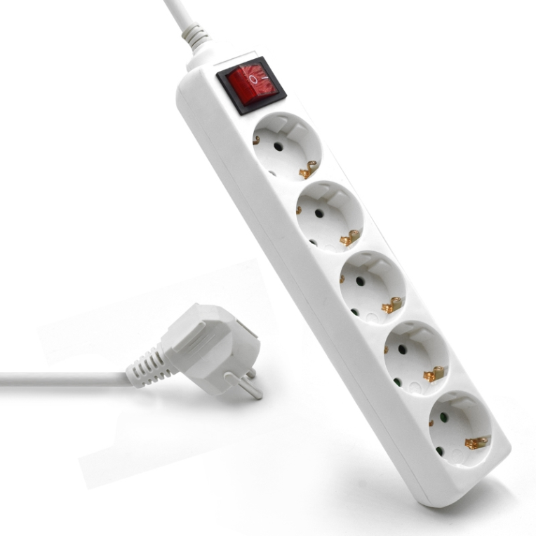 Ewent EW3916 Base Múltiple 5 Salidas 1,5 m Blanca para Interior