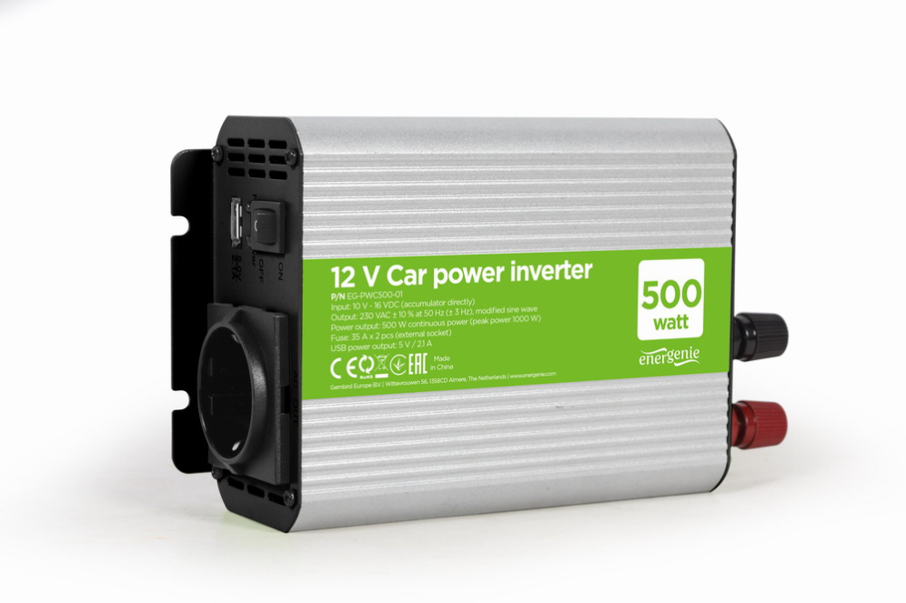 Gembird EG-PWC500-01 adaptador e inversor de corriente Auto 500 W Gris