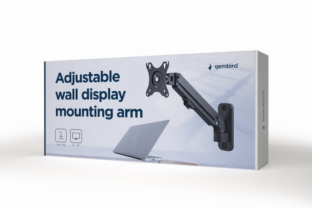 Gembird MA-WA1-01 soporte para monitor 68,6 cm (27") Pared Negro