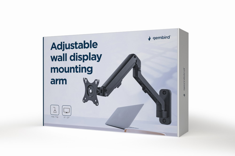 Gembird MA-WA1-02 soporte para monitor 68,6 cm (27") Pared Negro