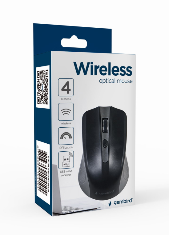 Ratón Inalámbrico Ambidextro Gembird MUSW-4B-04-GB para Oficina 1600 DPI