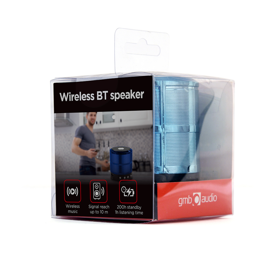 Gembird SPK-BT-08-B altavoz portátil o de fiesta Altavoz monofónico portátil Negro, Azul 3 W