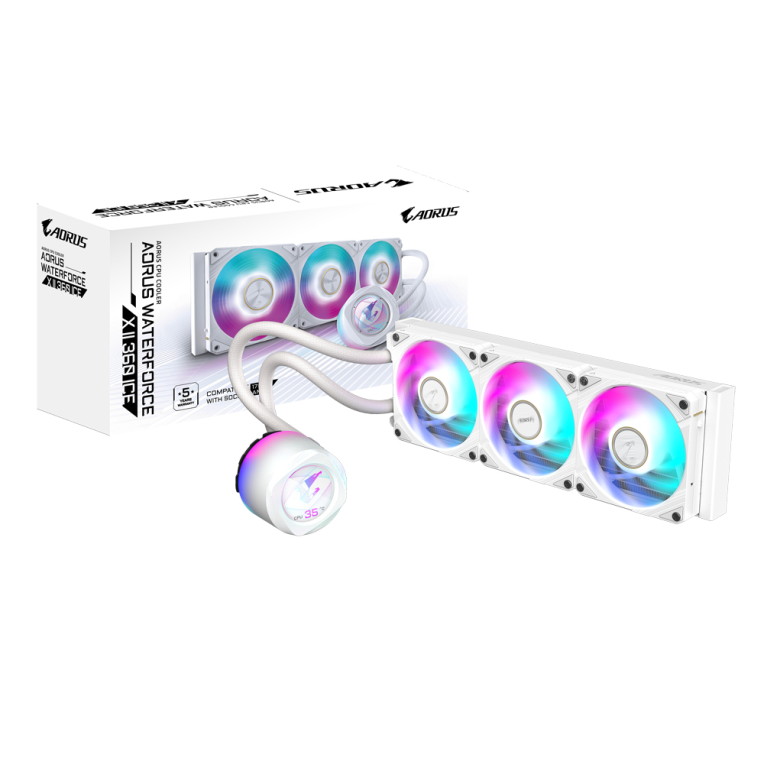 GIGABYTE AORUS WATERFORCE X II 360 ICE Procesador Sistema de refrigeración líquida todo en uno 12 cm Blanco