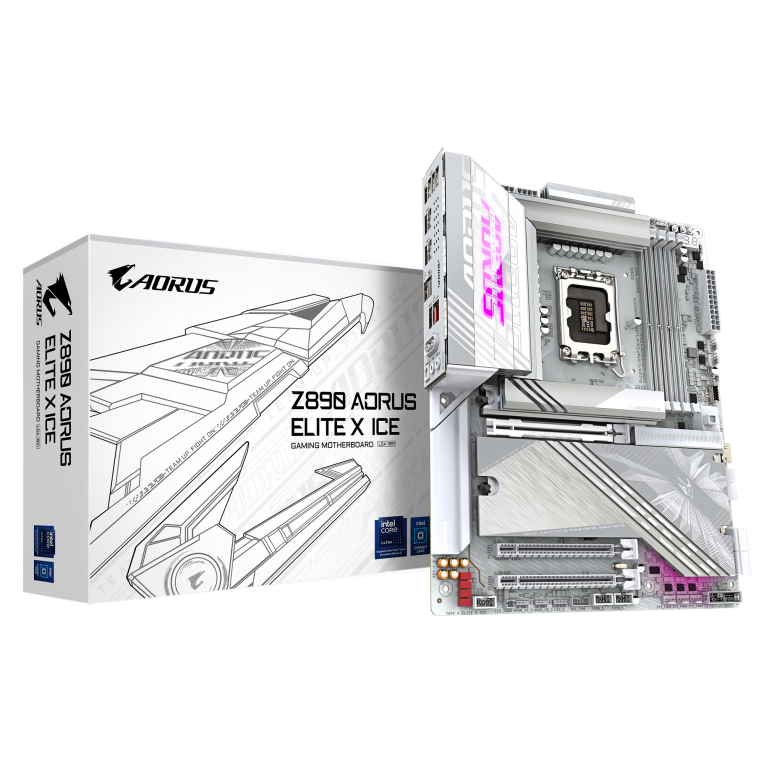 GIGABYTE Placa base Z890 AORUS ELITE X ICE - Compatible con CPUs Intel Core Ultra (Serie 2), VRM de 16+1+2 fases, hasta 9500MHz DDR5 (OC), 1xPCIe 5.0 + 4xPCIe 4.0, Wi-Fi 7, LAN 2.5GbE, Thunderbolt 4