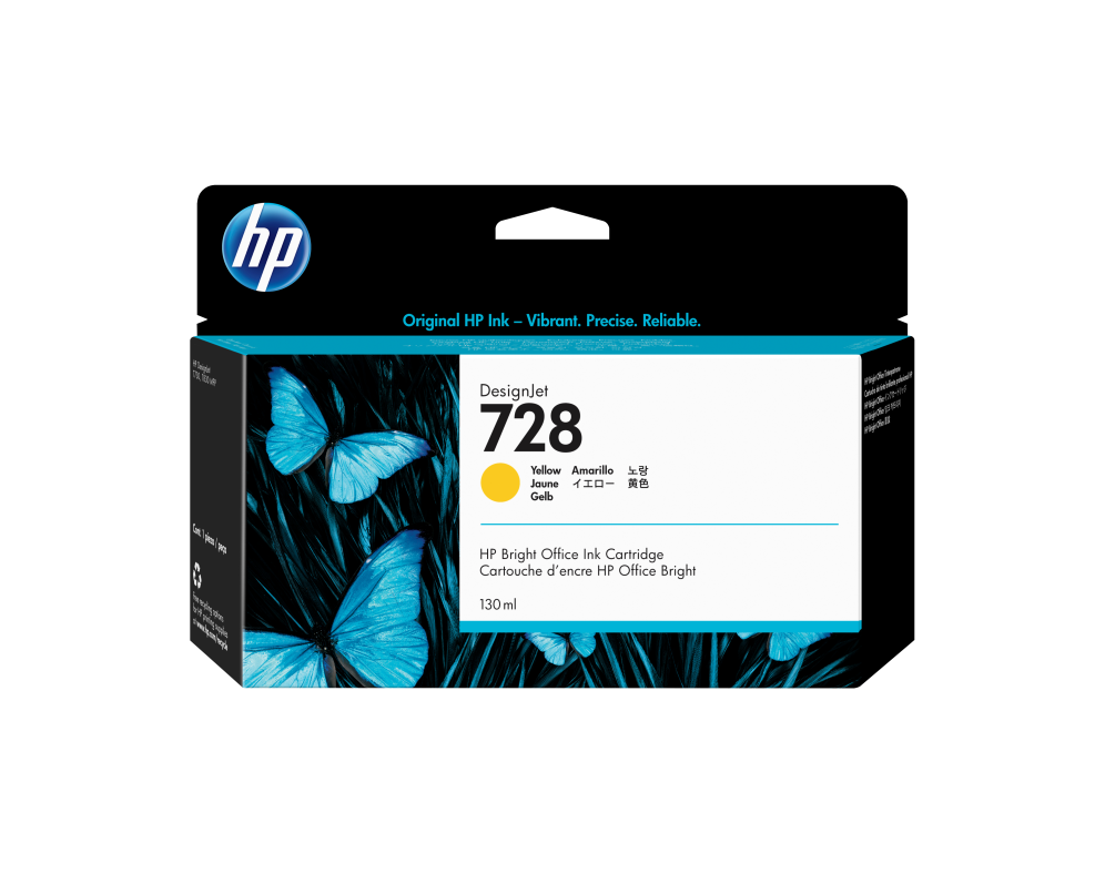HP Cartucho de tinta DesignJet 728 amarillo de 130 ml
