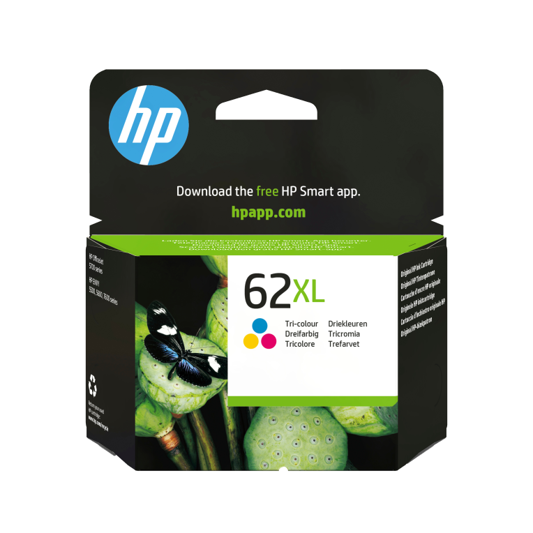 HP Cartucho de tinta original 62XL de alta capacidad tricolor