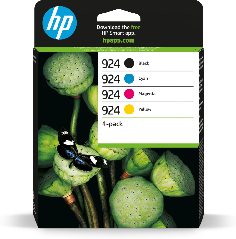 HP Paquete de 4 Cartuchos de Tinta Original 924 CMYK para Impresoras HP