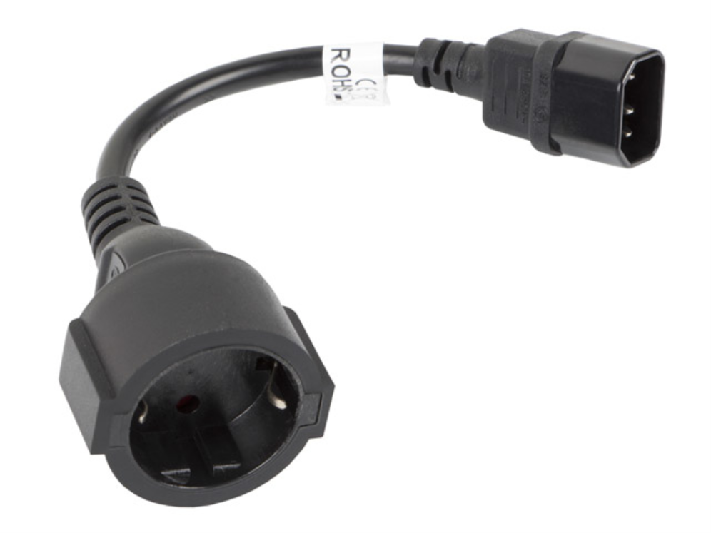 Lanberg CA-C14E-10CC-0018-BK cable de transmisión Negro 0,18 m C14 acoplador