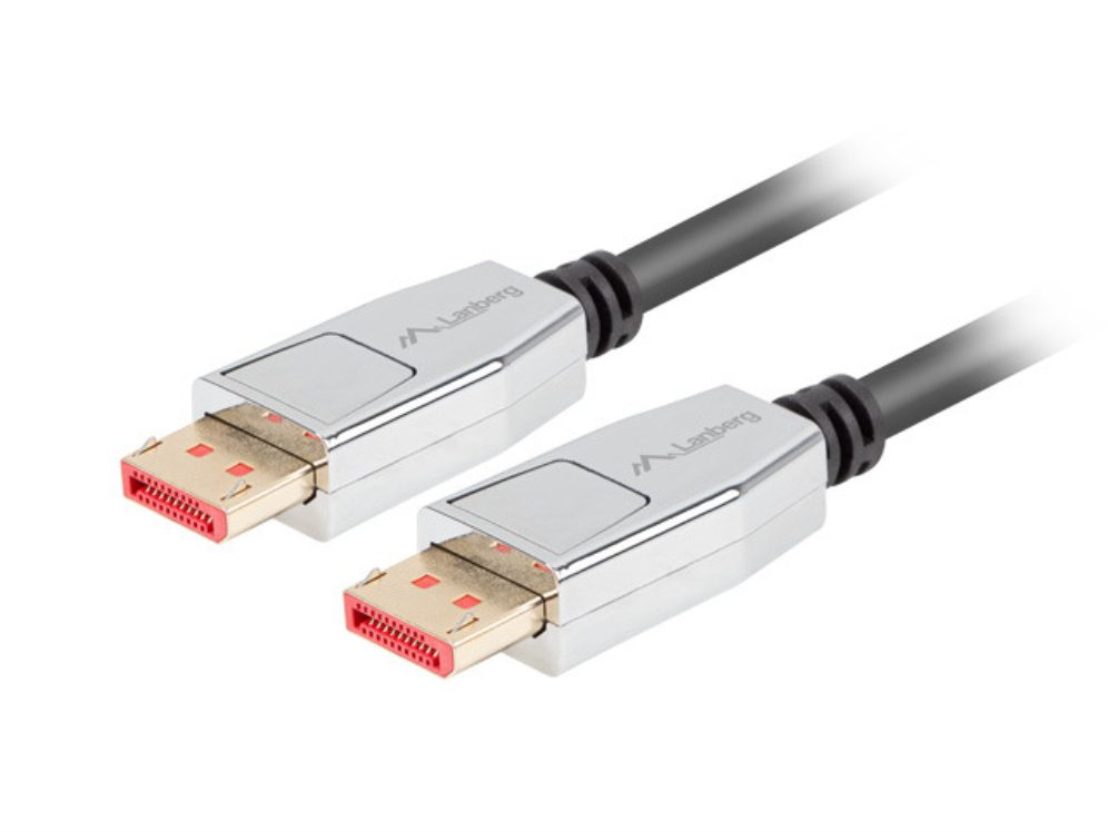 Lanberg CA-DPDP-20CU-0010-BK cable DisplayPort 1 m Negro, Plata