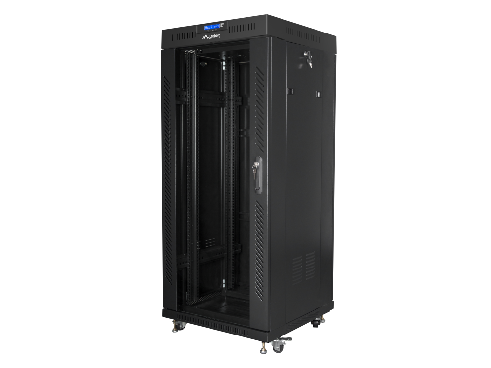 Lanberg free standing rack 19inch cabinet 27U 600x600 glass door LCD flat pack black Rack o bastidor independiente