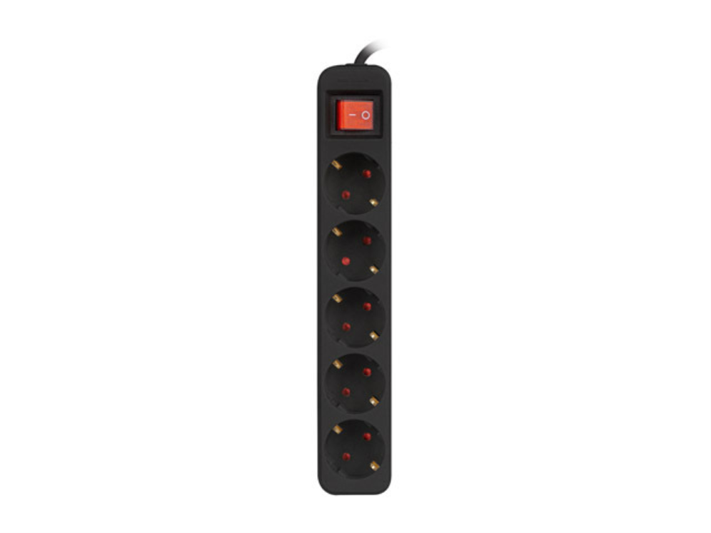 Lanberg PS1-05F-0150-BK base múltiple 1,5 m 5 salidas AC Interior Negro