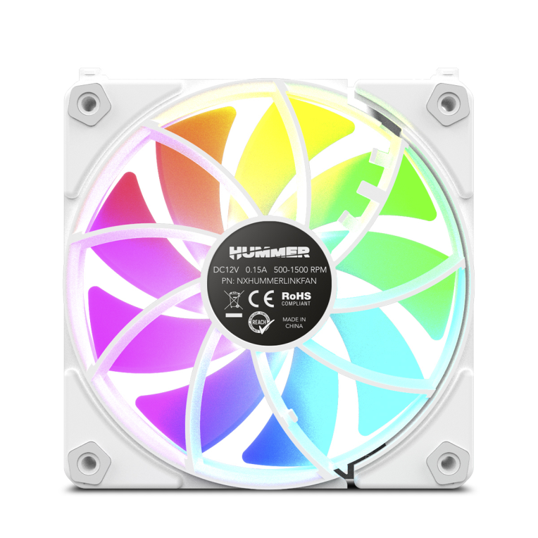 NOX Hummer NXHUMMERELINKWH sistema de refrigeración para ordenador Carcasa del ordenador Ventilador 12 cm Blanco 1 pieza(s)