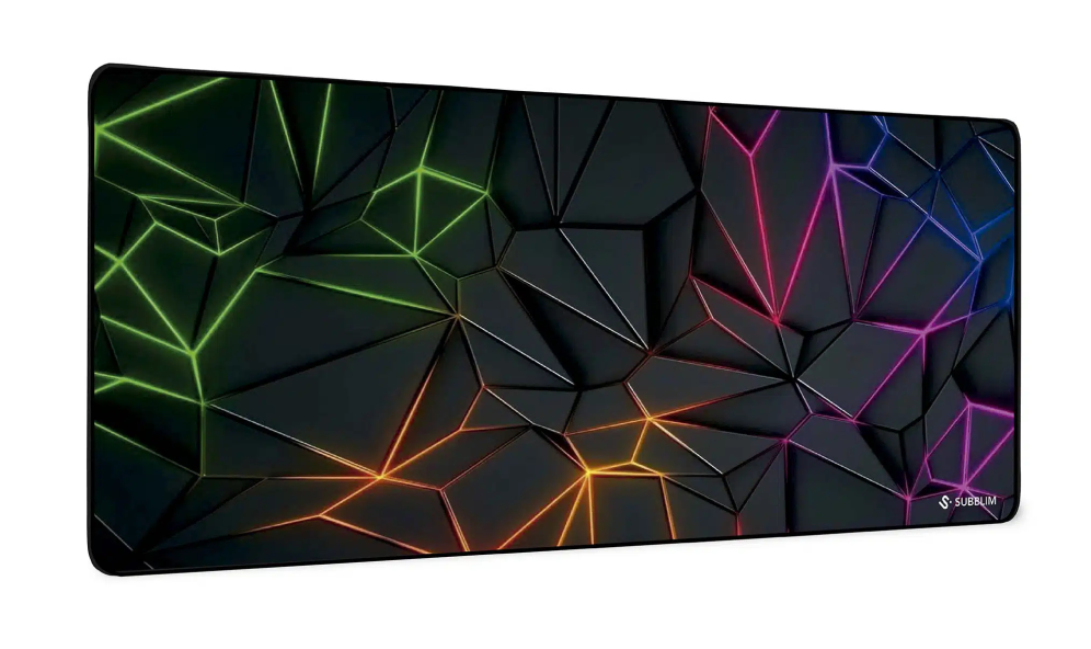 SUBBLIM Neon Obsidian XL Alfombrilla de ratón para juegos Negro, Multicolor