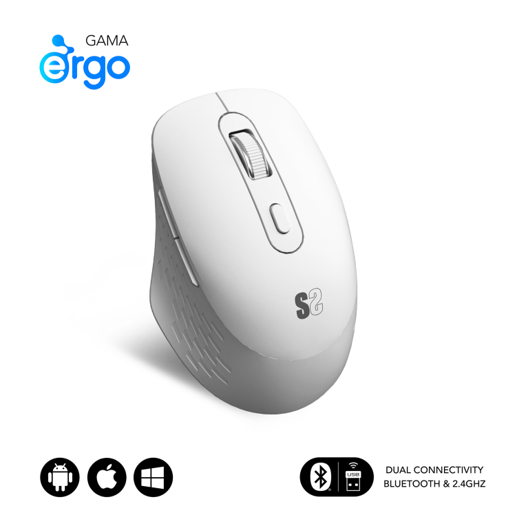 SUBBLIM SUBMO-EDCUR02 ratón Universal mano derecha Bluetooth + USB Type-A Óptico 1600 DPI