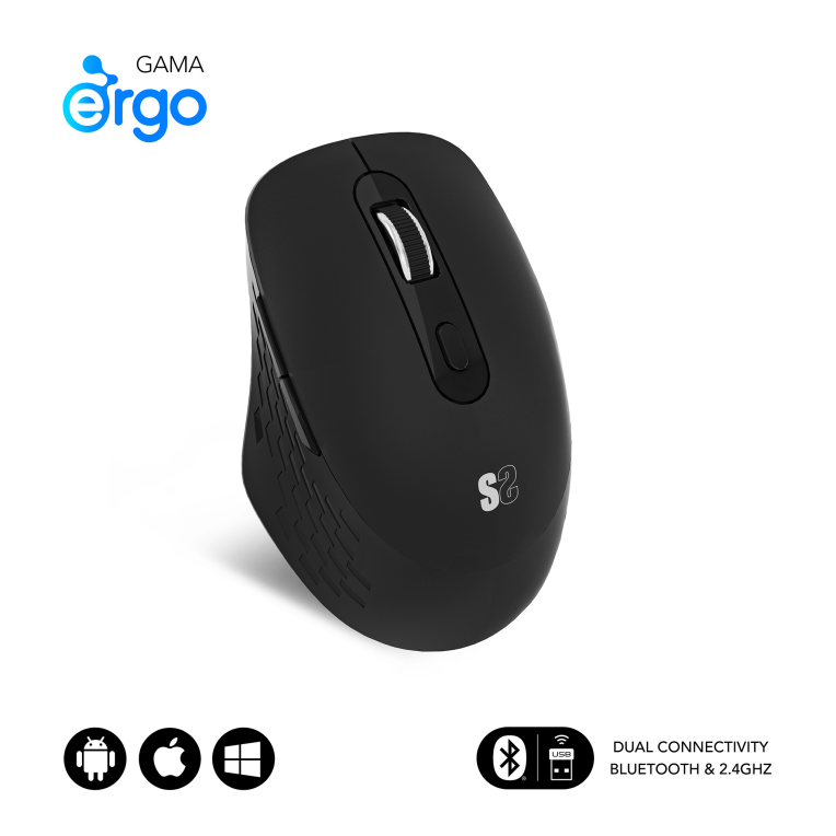 SUBBLIM SUBMO-EDCUR01 ratón Universal mano derecha Bluetooth + USB Type-A Óptico 1600 DPI