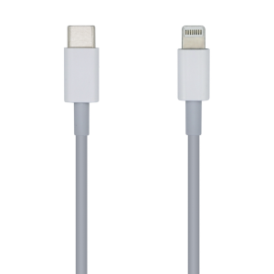 AISENS Cable USB 2.0 USB-? A Lightning PD 2A, Lightning/M-USB-?/M, Blanco, 1.0m