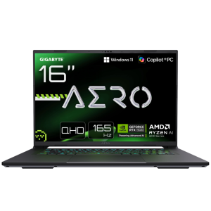 GIGABYTE AERO X16 Portátil Gaming - Copilot+ PC, 16" QHD 165Hz, AMD Ryzen AI 7 HX 350, RTX 5070, 32 GB DDR5 5200MHz, 1 x SSD Gen4 de 1 TB, Win 11 Home, garantía de 2 años, AERO X16 1WH93ESC64DH