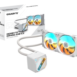 GIGABYTE GAMING 240 ICE Refrigeración Líquida para CPU - 2x120mm Ventiladores ARGB, mecanismo de enclavamiento deslizante, DAISY-CHAIN, Compatible con Intel LGA 1851 y AMD AM5