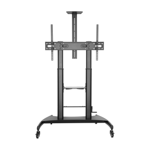 AISENS Soporte de Suelo ECO con Ruedas y Manivela para Monitor/TV 60-100" - Bandeja para DVD y Soporte de Cámara, Negro, 100Kg