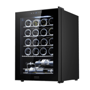 Cecotec 00122 Enfriador de Vino Negro Transparente para 20 Botellas - Nevera Independiente