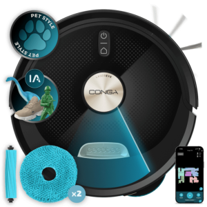 Cecotec Conga M100 Spin AI Negro - Robot Aspirador y Fregasuelos Inteligente