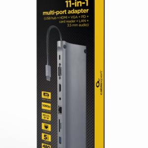 Gembird base para portátil con replicador de puertos USB 3.2 Gen 1 Type-C Gris