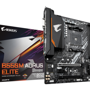GIGABYTE B550M AORUS ELITE Placa base - Procesadores AMD Ryzen 5000, VRM de 5+3 fases, hasta 4733 MHz DDR4, 1xPCIe 4.0 + 1xPCIe 3.0 M.2, LAN 1GbE, USB 3.2 Gen 1