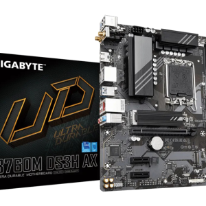 GIGABYTE B760M DS3H AX Placa Base - Compatible con procesadores Intel Core de 14ª generación, VRM digital de 6+2+1 fases, hasta 7600MHz DDR5 (OC), 2x PCIe 4.0 M.2, Wi-Fi 6E, LAN 2.5GbE, USB 3.2 Gen 2