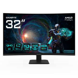 GIGABYTE GS32QCA 31.5" Monitor Curvo Gaming QHD 180Hz 1ms FreeSync HDR
