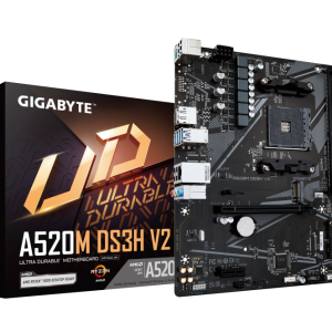 GIGABYTE Placa base A520M DS3H V2 - Soporta CPUs AMD Ryzen serie 5000 AM4, hasta 4733 MHz DDR4 (OC), PCIe 3.0 x16, LAN GbE, USB 3.2 Gen 1